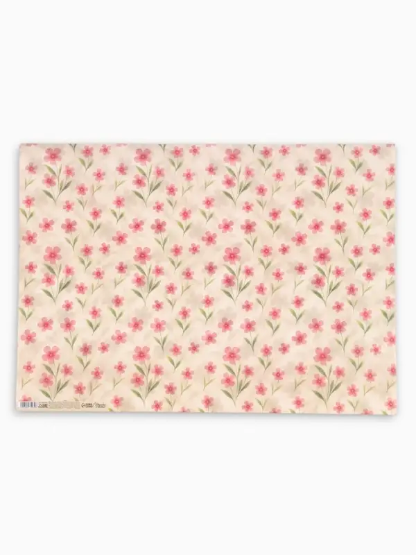 Бумага упаковочная крафт &laquo;Розовые цветы&raquo;, 50&times;70 см