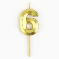 Свеча цифра для торта «6», золото, 2,3 х 8 см