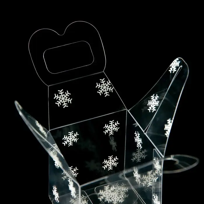 Коробка подарочная новогодняя складная ПВХ «Снежинки» 5×5×5 см Коробка подарочная новогодняя складная ПВХ «Снежинки» 5×5×5 см