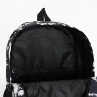 Рюкзак школьный на молнии, с карманами, с принтом, размер 30&times;13&times;42 см, чёрный/белый