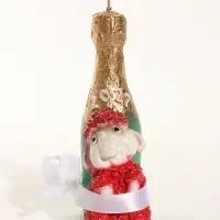 Свеча новогодняя "Овечка с шампанским" 4,5х7,5х15 см, бордовый