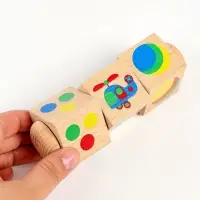 Кубики деревянные «Цвет», на оси, 3 кубика