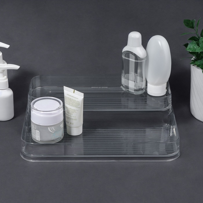 Органайзер для хранения, 2 секции, 26,5 × 20,5 × 6,6 см, цвет прозрачный