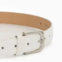 Ремень женский, 110&times;2.8 см, пряжка металл, серебристая, белый