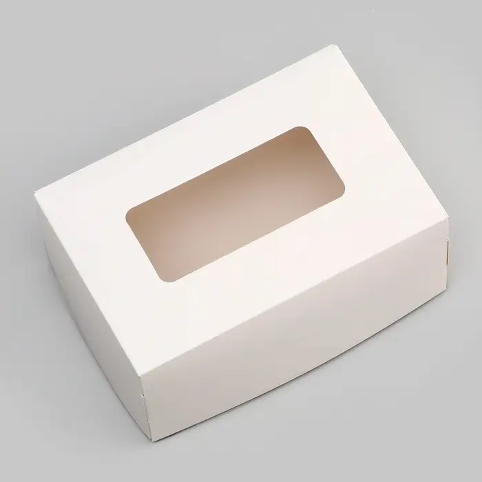 Коробка складная, с окном, белая, 15 х 10 х 7 см