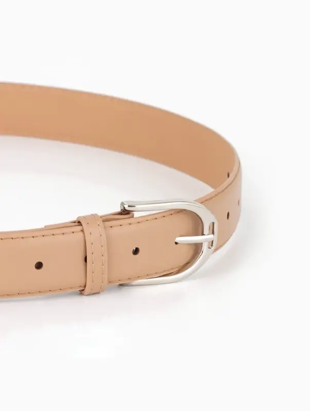 Ремень женский, 3.5&times;110 см, 1 прокол, серебристая пряжка, без винта, бежевый