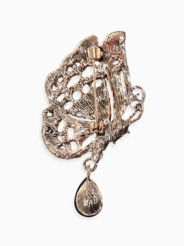 Брошь &laquo;Бабочка&raquo;, винтаж, коричневая в чернёном золоте