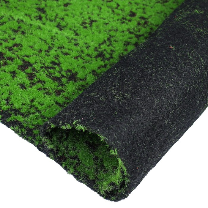 Мох искусственный, декоративный, полотно 1 × 1 м, зелёный на чёрном, Greengo Мох искусственный, декоративный, полотно 1 × 1 м, зелёный на чёрном, Greengo