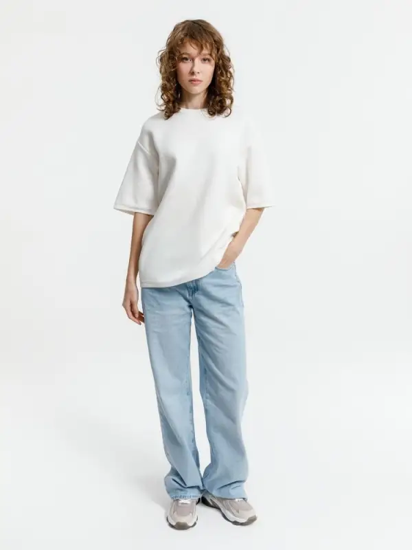 Джемпер с коротким рукавом Siluetti Volumica, молочно-белый, размер XS/S