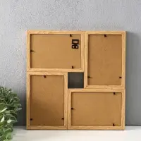 Фоторамка пластик на 4 фото 10х15 см "Двухцветная" бук и белый 30х30х2 см Фоторамка пластик на 4 фото 10х15 см "Двухцветная" бук и белый 30х30х2 см