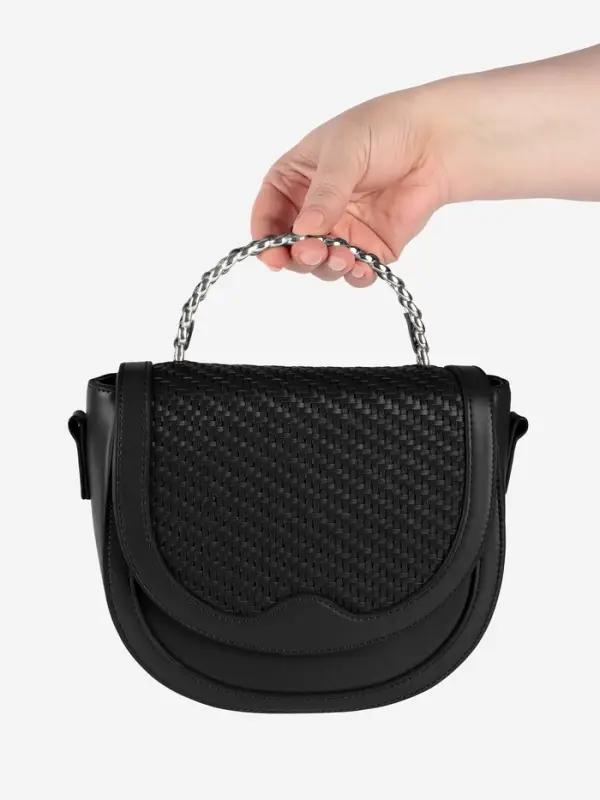 Ручка для сумки, металлическая, с винтами для крепления, 12.8&times;6.5 см, цвет серебряный, чёрный