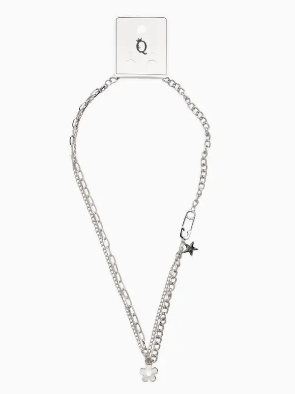 Цепь двойна "Нежный хард-рок", 40см, цвет серебро