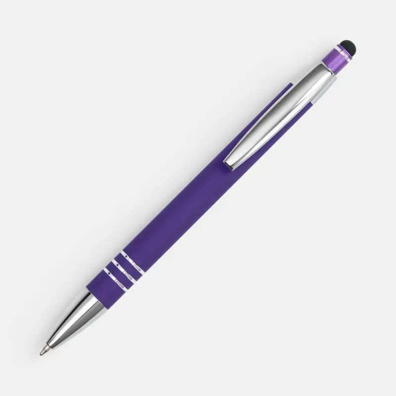 Ручка шариковая Sansen Soft Touch со стилусом, фиолетовая