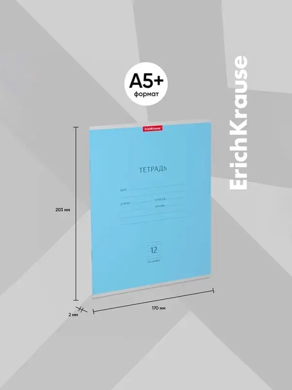 Тетрадь 12 листов в линейку ErichKrause «Классика», обложка мелованный картон, блок офсет, белизна 100%, голубая Тетрадь 12 листов в линейку ErichKrause «Классика», обложка мелованный картон, блок офсет, белизна 100%, голубая