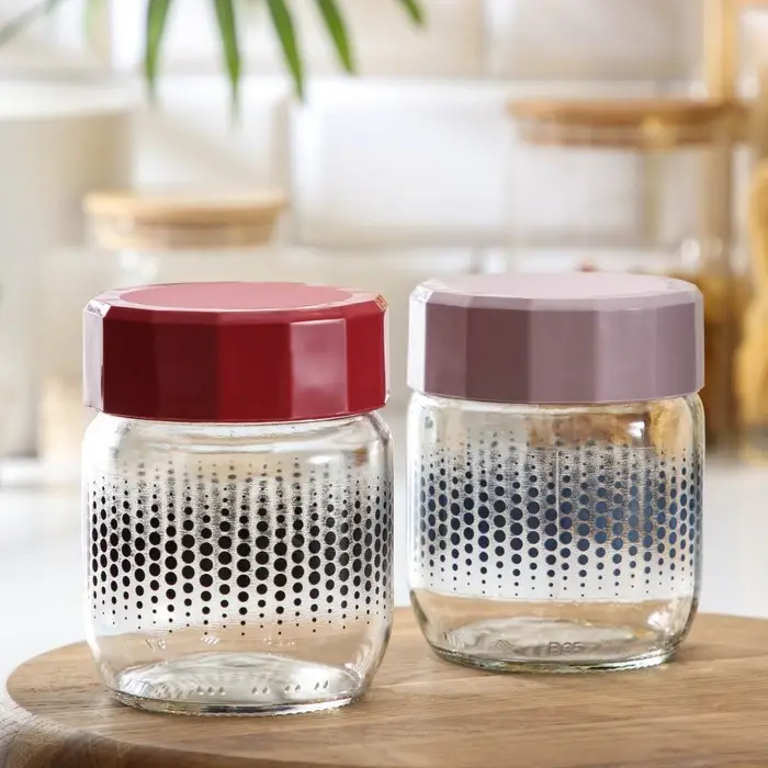 Банка стеклянная для сыпучих продуктов «Круги», 400 мл, цвет МИКС Банка стеклянная для сыпучих продуктов «Круги», 400 мл, цвет МИКС