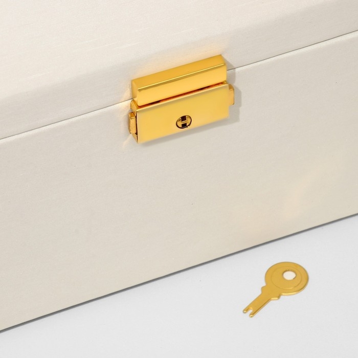 Подставка для украшений «Шкатулка» раздвижная с зеркалом, 17.5×14×13.5, цвет белый