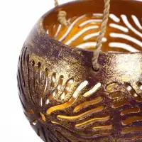 Подсвечник подвесной из кокоса, 9-12 см, тёмно синий-золотой