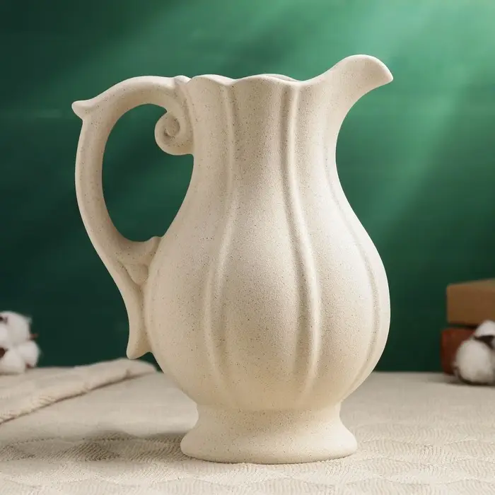 Ваза для цветов &laquo;Кувшинчик&raquo;, 22&times;17 см, керамика, бежевая