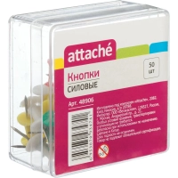 Кнопки силовые д/пробковых досок ATTACHE,пластиковая шляпка,ассорти,50шт/уп