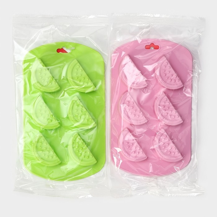 Форма для выпечки Доляна «Арбузные дольки», силикон, 19×11×1,5 см, 6 ячеек (4×2,5 см), цвет МИКС Форма для выпечки Доляна «Арбузные дольки», силикон, 19×11×1,5 см, 6 ячеек (4×2,5 см), цвет МИКС