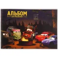 Альбом для рисования А4, 24 листа 100 г/м², на скрепке, «Тачки»