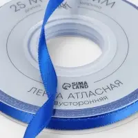 Лента атласная TEIRA, двухсторонняя, 6 мм, 25&plusmn;1 м, синяя №0329