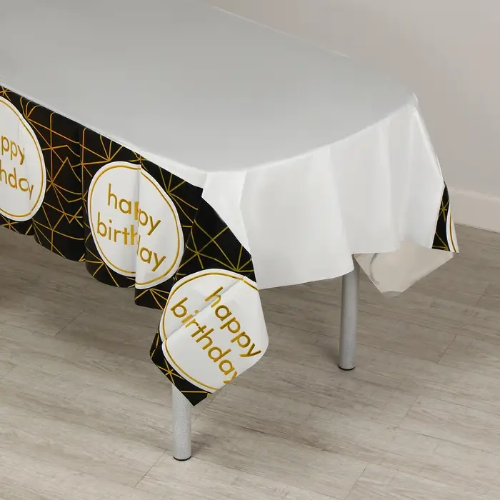 Скатерть &laquo;С днём рождения&raquo;, 137 &times; 183 см, цвет чёрный