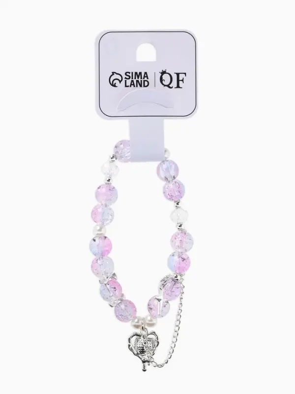 Браслет с подвесками &laquo;Сахарный. Сердце, искра&raquo;, d=6 см, шар № 10/8, розовый, фиолетовый в серебре