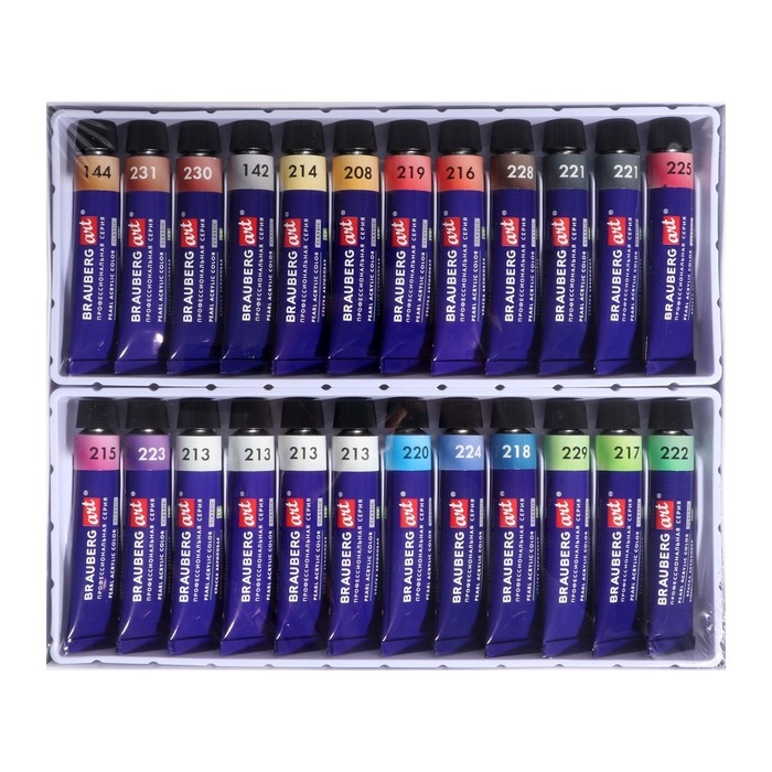 Краска акриловая в тубе, набор 20 цветов/24 штуки х 12 мл, перломутровые, BRAUBERG ART, 192244 Краска акриловая в тубе, набор 20 цветов/24 штуки х 12 мл, перломутровые, BRAUBERG ART, 192244