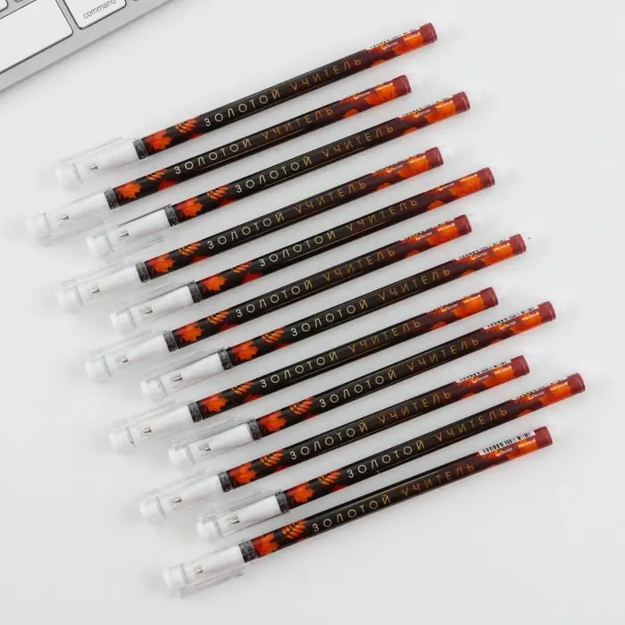 Ручка шариковая пластик с колпачком, синяя паста, шариковая 0.5 мм «Золотой учитель» Ручка шариковая пластик с колпачком, синяя паста, шариковая 0.5 мм «Золотой учитель»