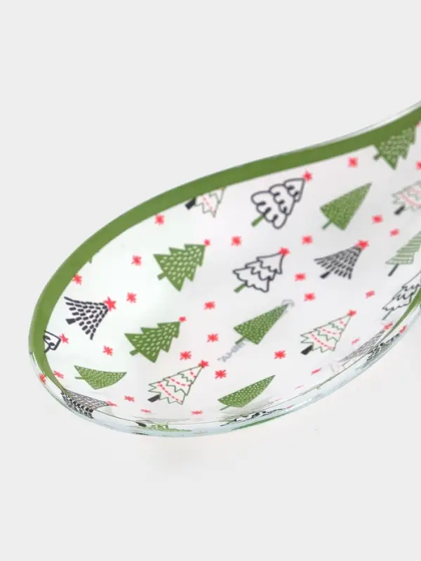 Подставка под ложку «Елочка» 26.5×9.5×2.5 см, стекло, белая, зелёная Подставка под ложку «Елочка» 26.5×9.5×2.5 см, стекло, белая, зелёная
