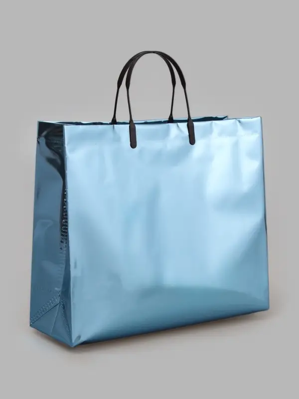 Пакет подарочный ПВХ, голография, голубой, пластиковая ручка, 32&times;28&times;11 см