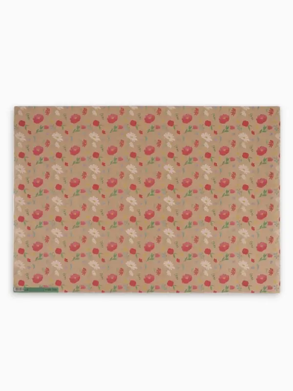 Бумага упаковочная крафт &laquo;Розовые цветочки&raquo;, 70&times;100 см
