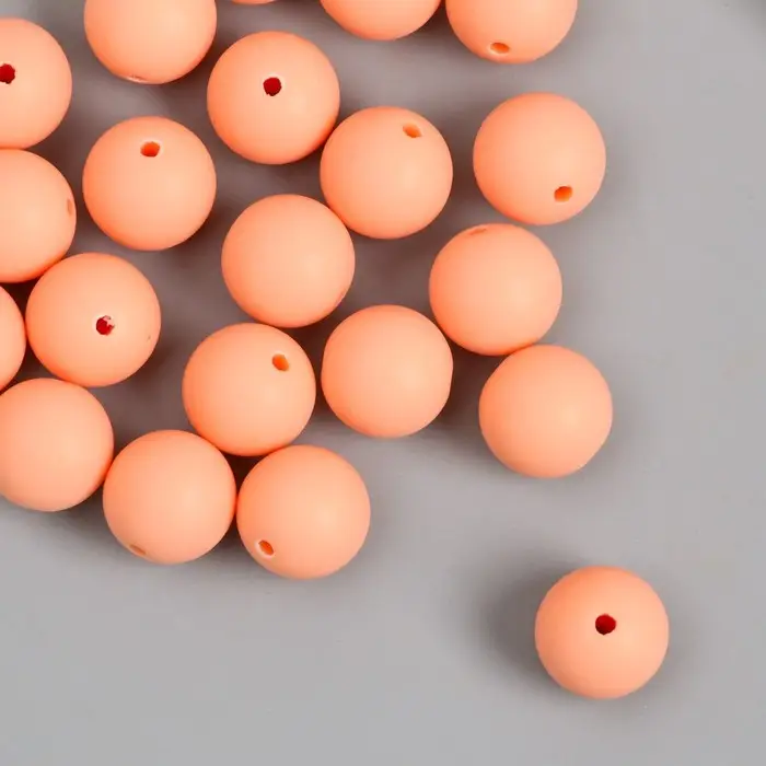 Бусины для творчества пластик "Лососевый" матовые d=1,2 см набор 20 гр