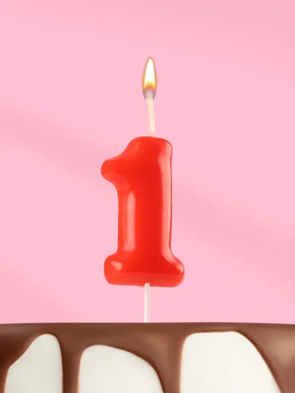 Свеча в торт «Красная», цифра 1 Свеча в торт «Красная», цифра 1