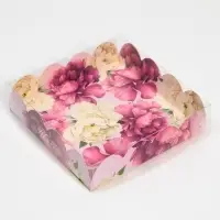 Коробка для печенья, кондитерская упаковка с пластиковой крышкой, «Тебе с любовью», 13 х 13 х 3 см