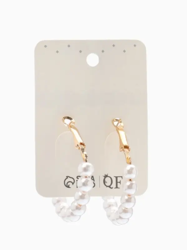 Серьги кольца с жемчугом QF &laquo;Нежность жемчуга&raquo;, d=3.5 см, белые в золоте