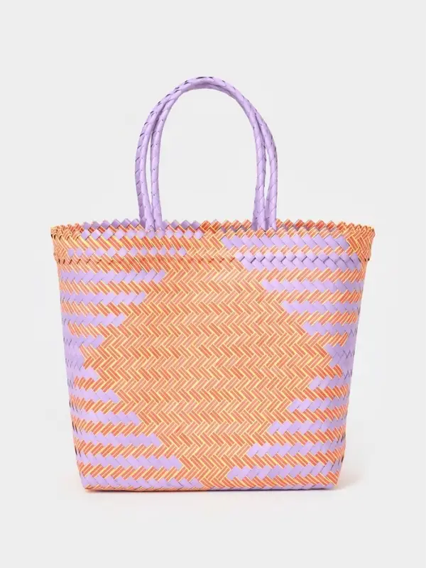 Сумка плетёная, 30&times;10&times;30 см, пластик, сиренево-жёлтая