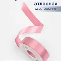 Лента атласная TEIRA, двухсторонняя, 25 мм, 25&plusmn;1 м, розовая №158
