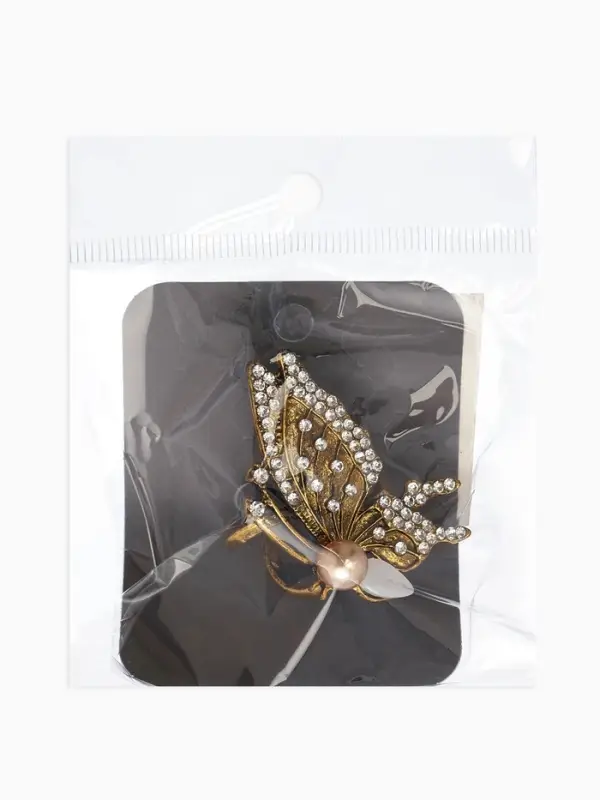 Кольцо для платка Кольцо для платка "Бабочка профиль", цвет белый в чернёном золоте
