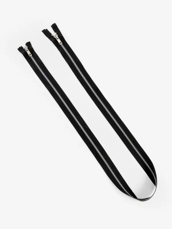 Молния металлическая, №5, 2 замка, разъёмная, замки автомат, 110 см, чёрная