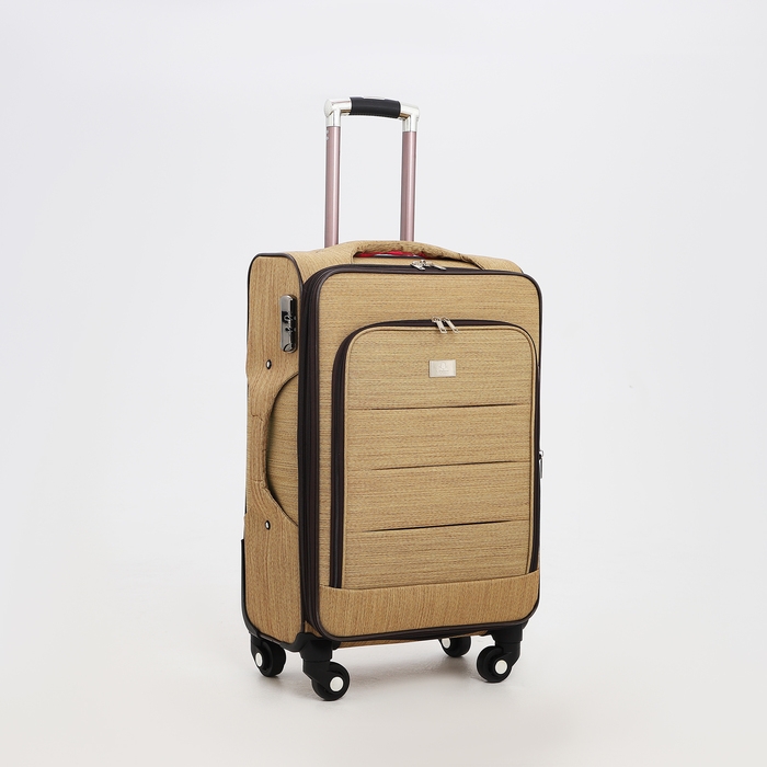 Чемодан средний 52 л (M), отдел на молнии, с расширением, кодовый замок, цвет бежевый Чемодан средний 52 л (M), отдел на молнии, с расширением, кодовый замок, цвет бежевый