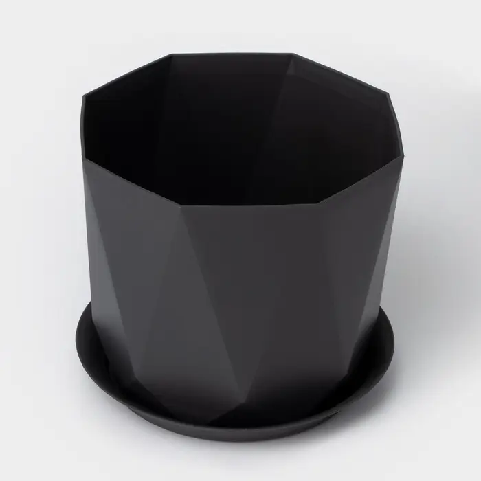 Горшок для цветов с поддоном &laquo;Призма&raquo;, 4.7 л, пластиковый, графитовый