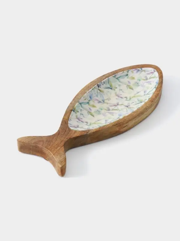 Блюдо в форме рыбки &laquo;Оттенки сирень&raquo;, 32&times;11.5&times;2 см, дерево манго