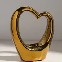 Подсвечник на 1 свечу &laquo;Сердце&raquo;, d=4 см, золото, 14.5&times;6&times;17 см