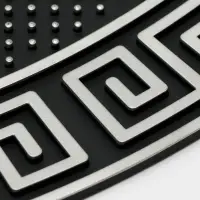 Коврик придверный полукруглый Доляна &laquo;Меандр&raquo;, 44&times;74 см, серебряный