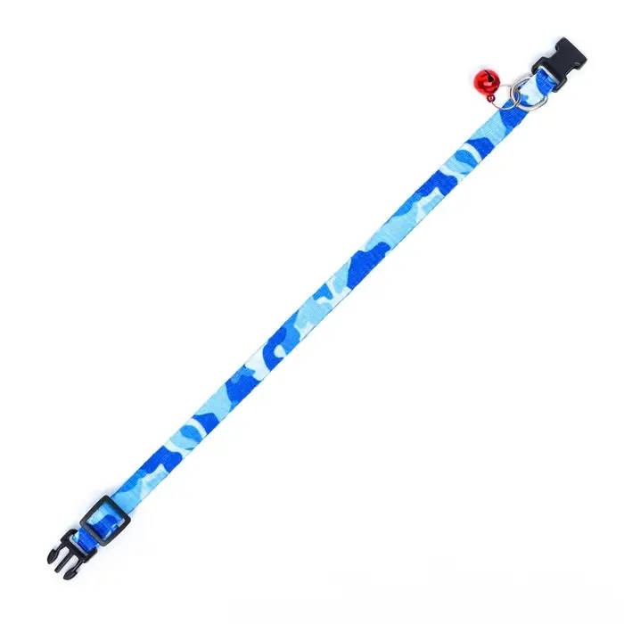 Ошейник Ошейник "Милитари" с бубенчиком, капрон, 30 х 1 см, синий