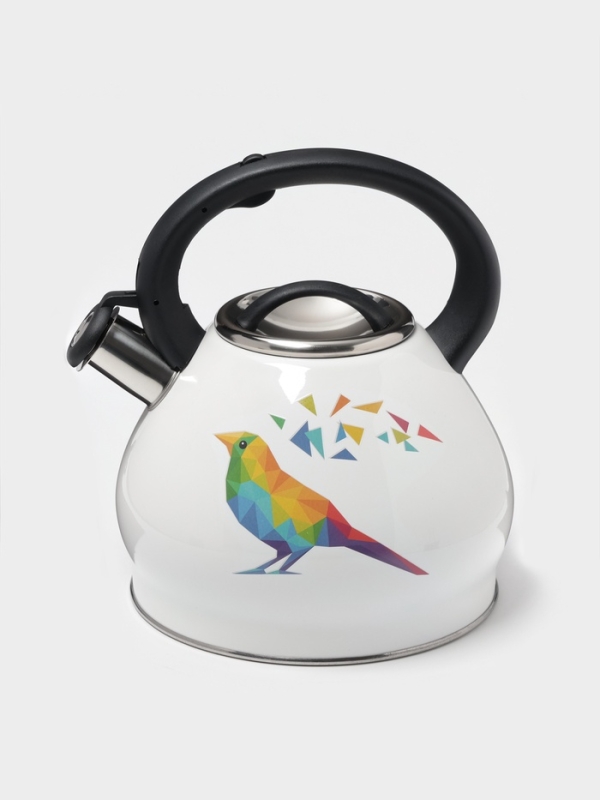 Чайник со свистком из нержавеющей стали Доляна Magic birds, 3 л, с индикатором нагрева, индукция Чайник со свистком из нержавеющей стали Доляна Magic birds, 3 л, с индикатором нагрева, индукция
