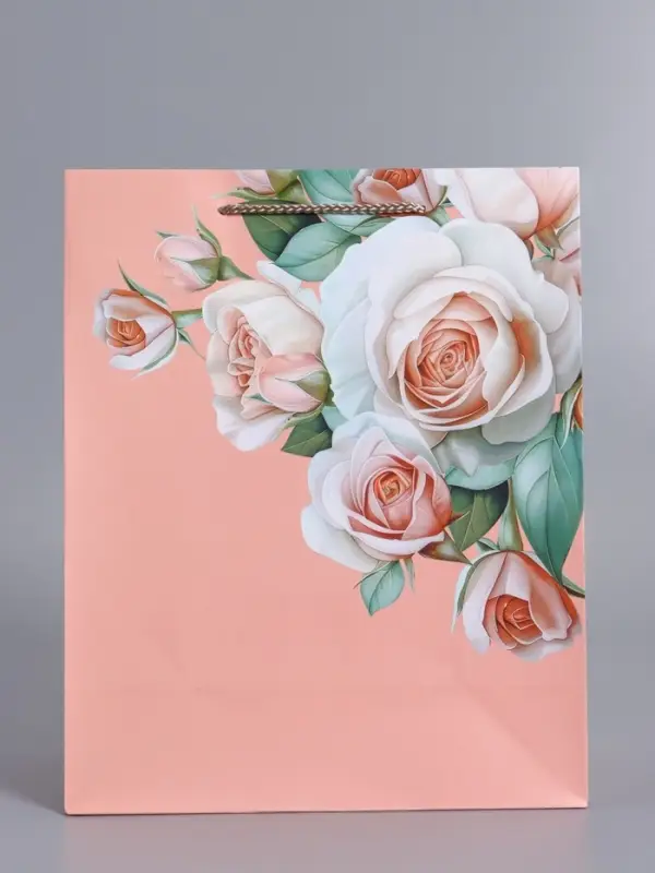 Пакет подарочный ламинированный "Цветочное признание" 26 х 12 х 32 см