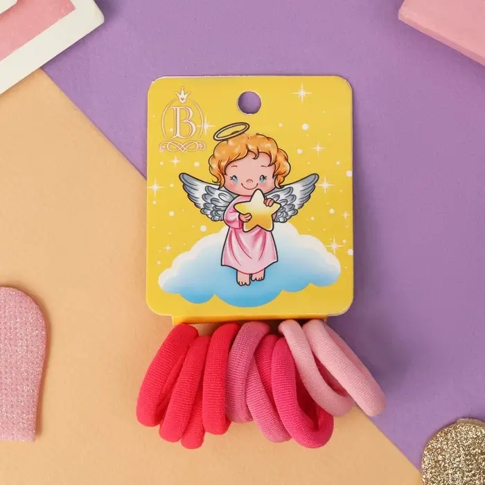 Резинка для волос  Резинка для волос "Ангелочек" (набор 10 шт) мечта, 2,5 см, розовый